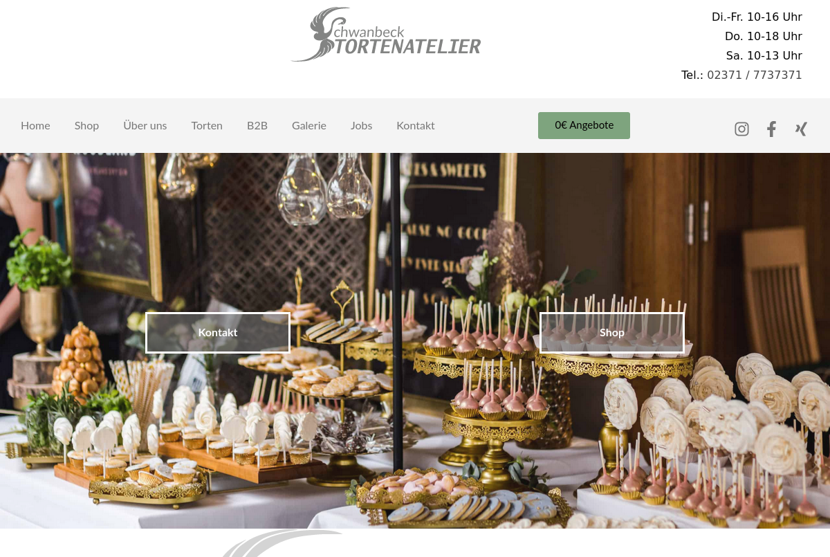 Webseite des Tortenateliers Schwanbeck